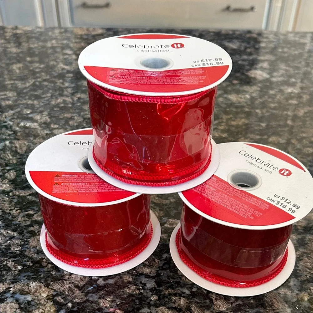 CELEBRATE IT JELLY WIRED RIBBON 2.5x20FT LOT OF 3 NWT